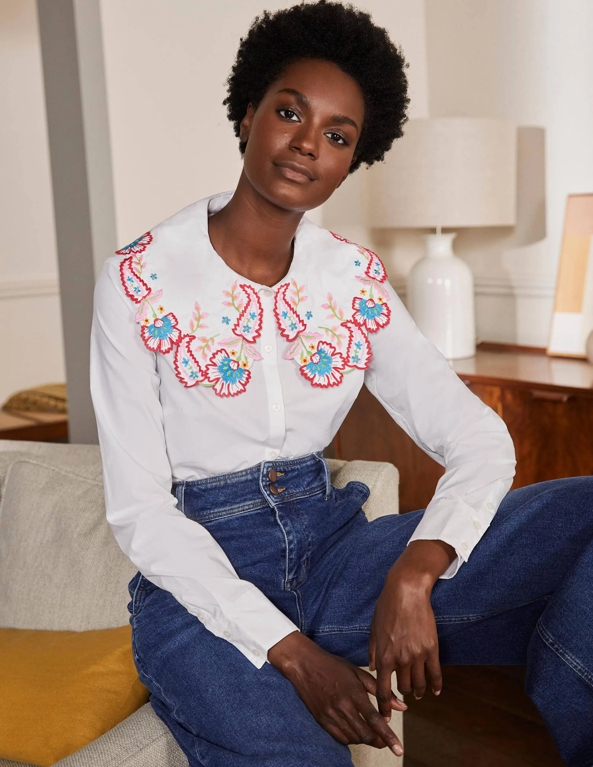 Antonia Embroidered Shirt-White