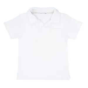 boys white french terry polo shirt