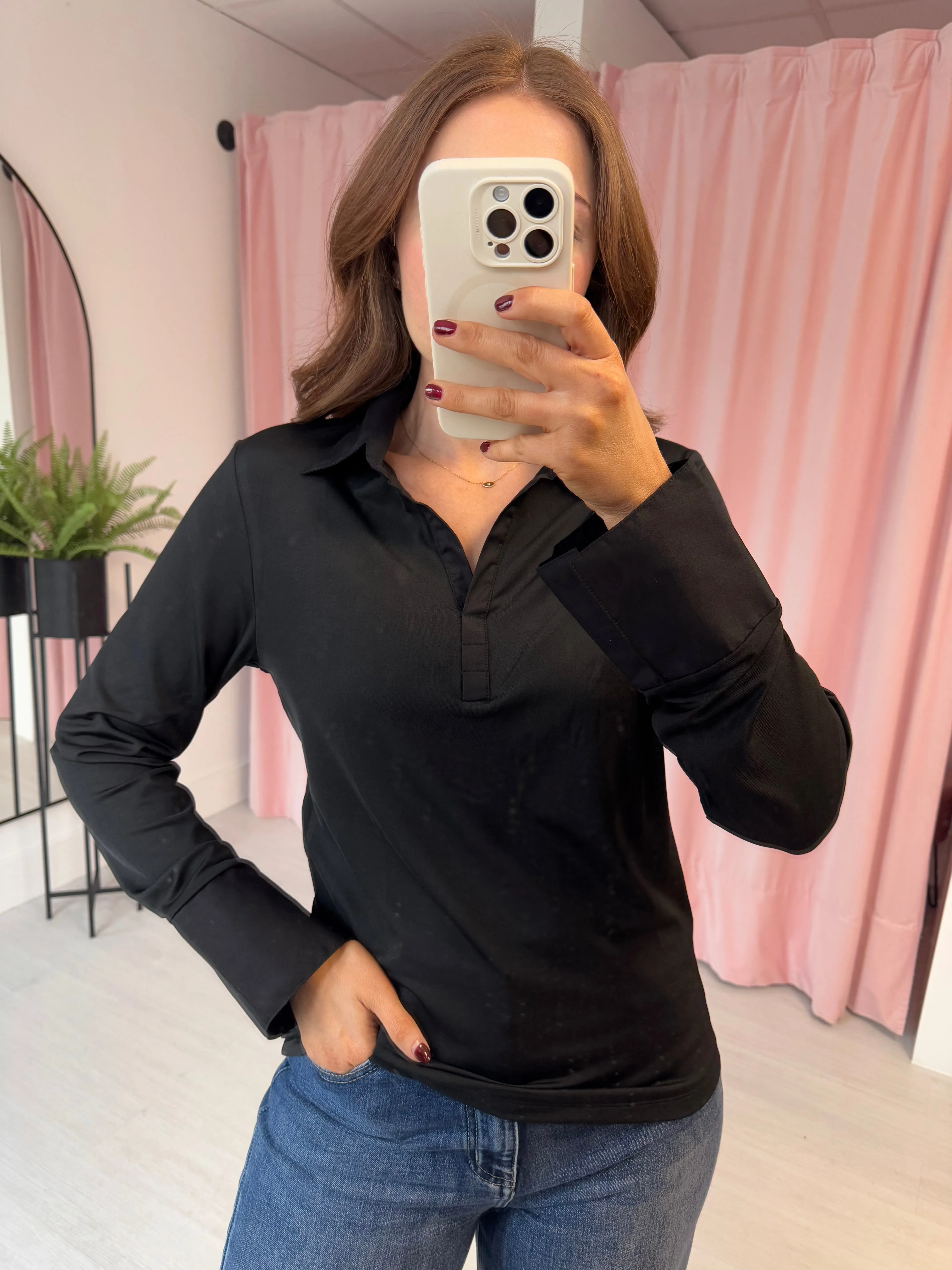 Collar & Cuff Layering Shirt - Black