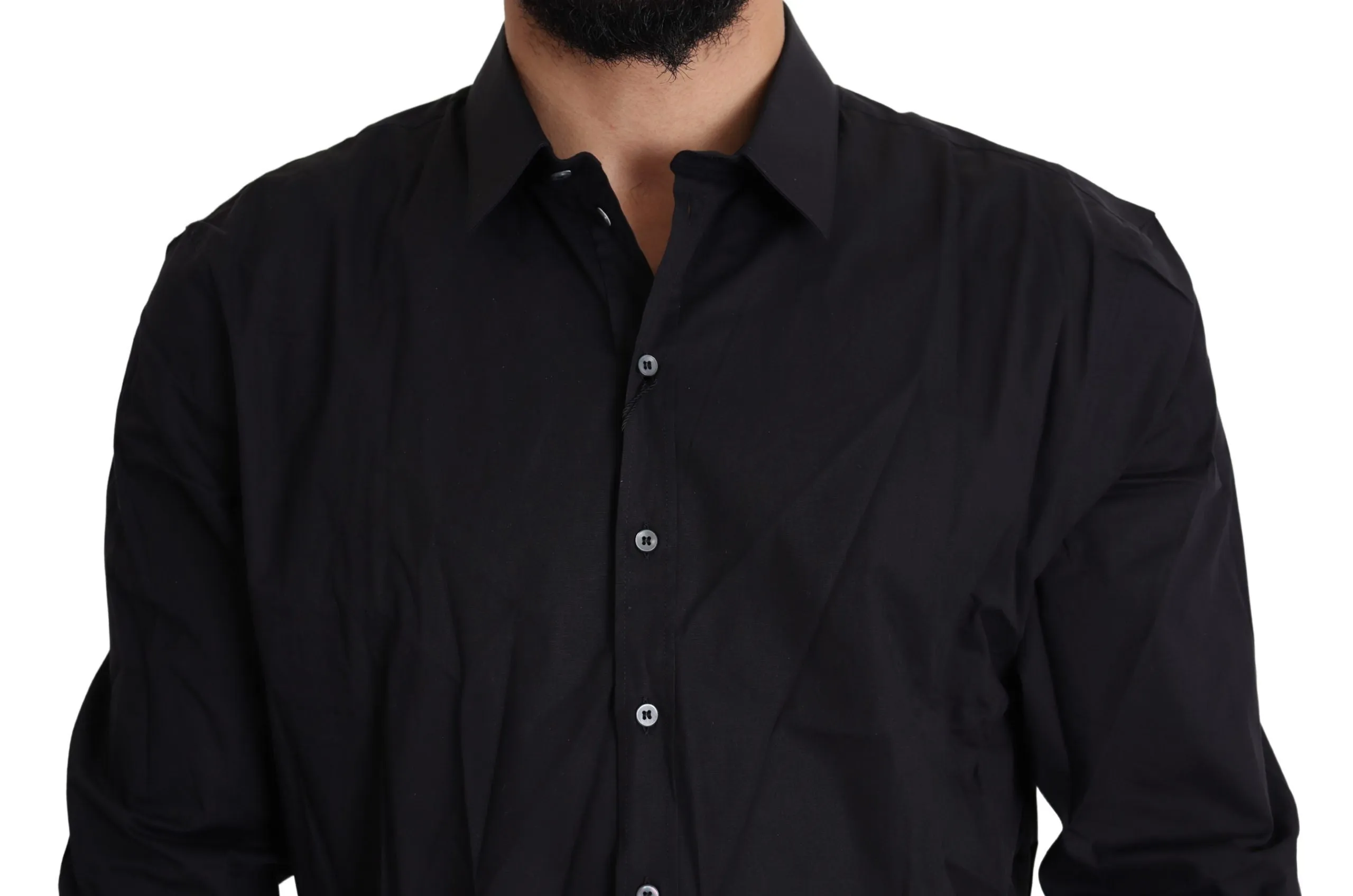 Elegant Slim Fit Black Dress Shirt