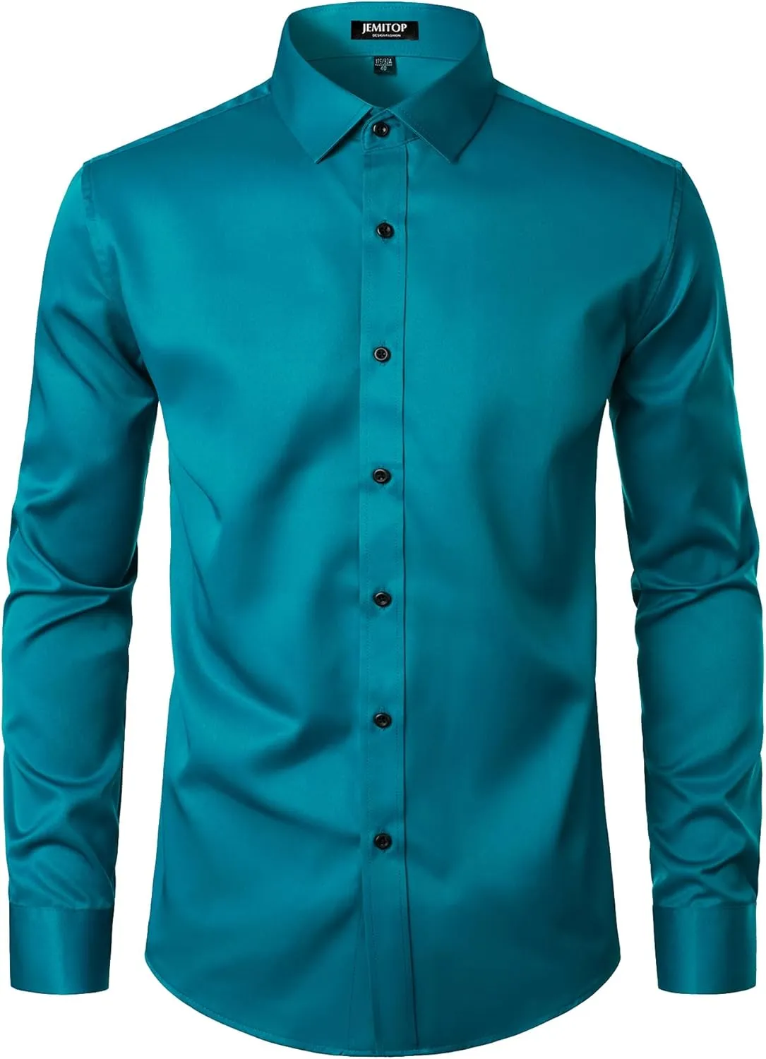 Men's Stretch Wrinkle Free Dress Shirts Formal Wedding Prom Long Sleeve Slim Fit Button Down Shirt