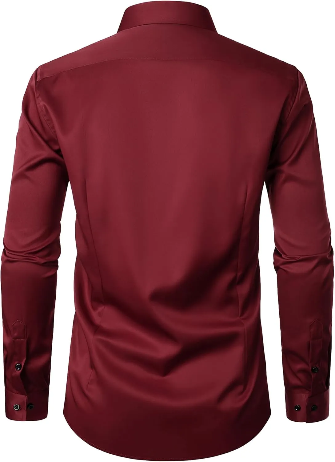 Men's Stretch Wrinkle Free Dress Shirts Formal Wedding Prom Long Sleeve Slim Fit Button Down Shirt