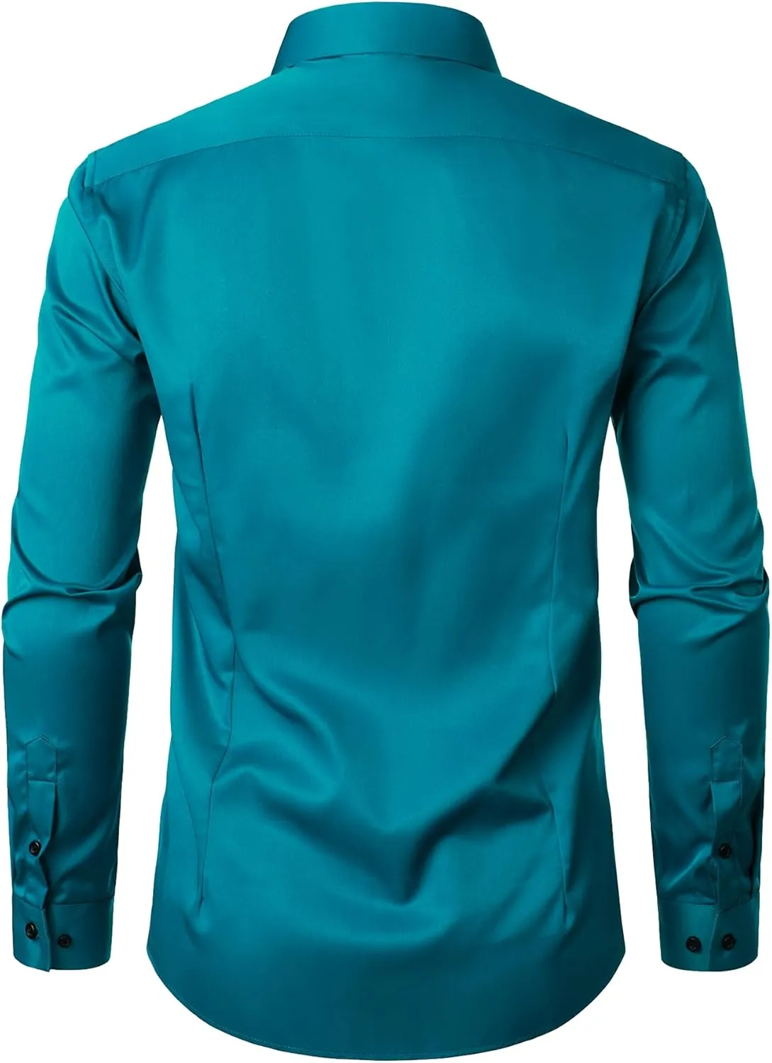Men's Stretch Wrinkle Free Dress Shirts Formal Wedding Prom Long Sleeve Slim Fit Button Down Shirt
