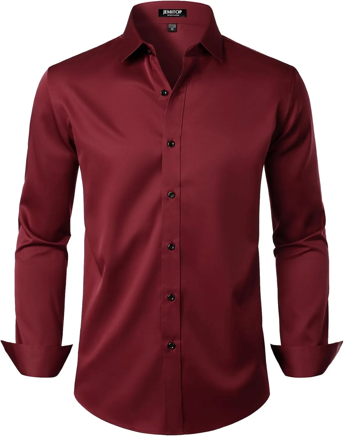Men's Stretch Wrinkle Free Dress Shirts Formal Wedding Prom Long Sleeve Slim Fit Button Down Shirt