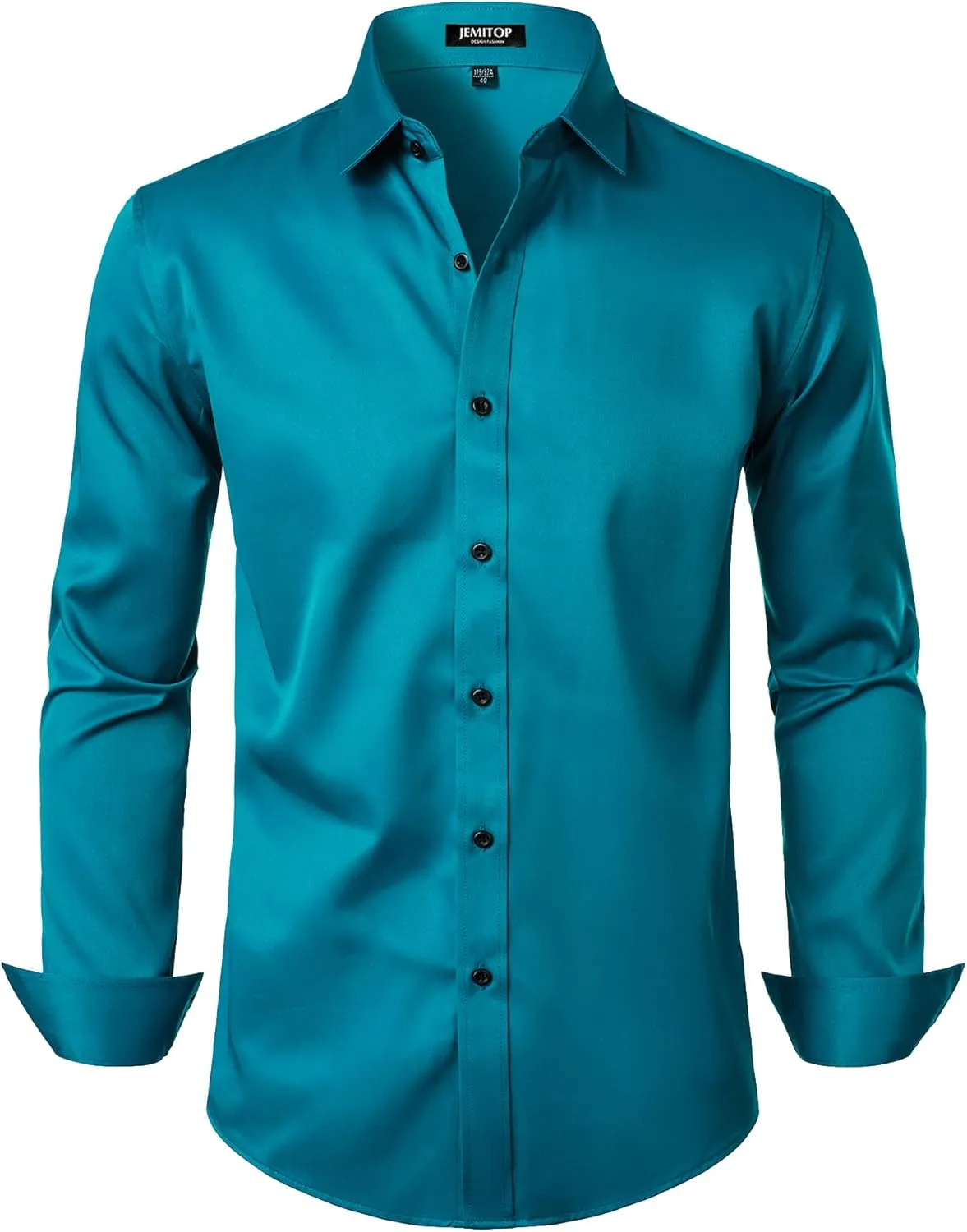 Men's Stretch Wrinkle Free Dress Shirts Formal Wedding Prom Long Sleeve Slim Fit Button Down Shirt
