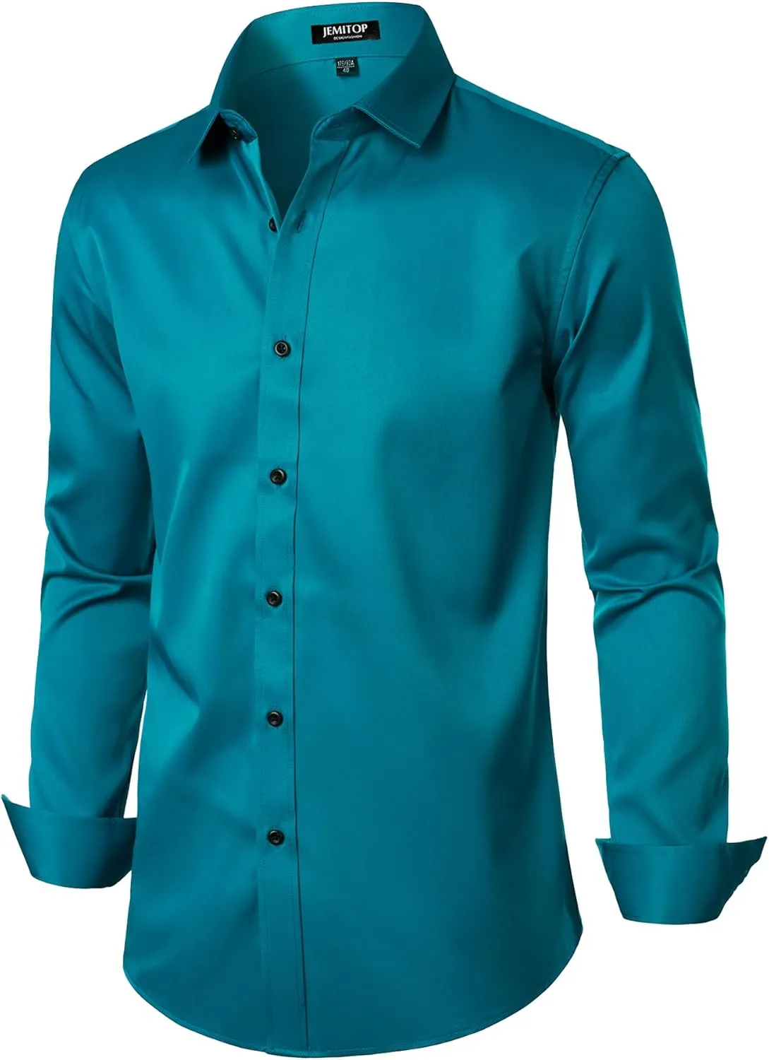 Men's Stretch Wrinkle Free Dress Shirts Formal Wedding Prom Long Sleeve Slim Fit Button Down Shirt