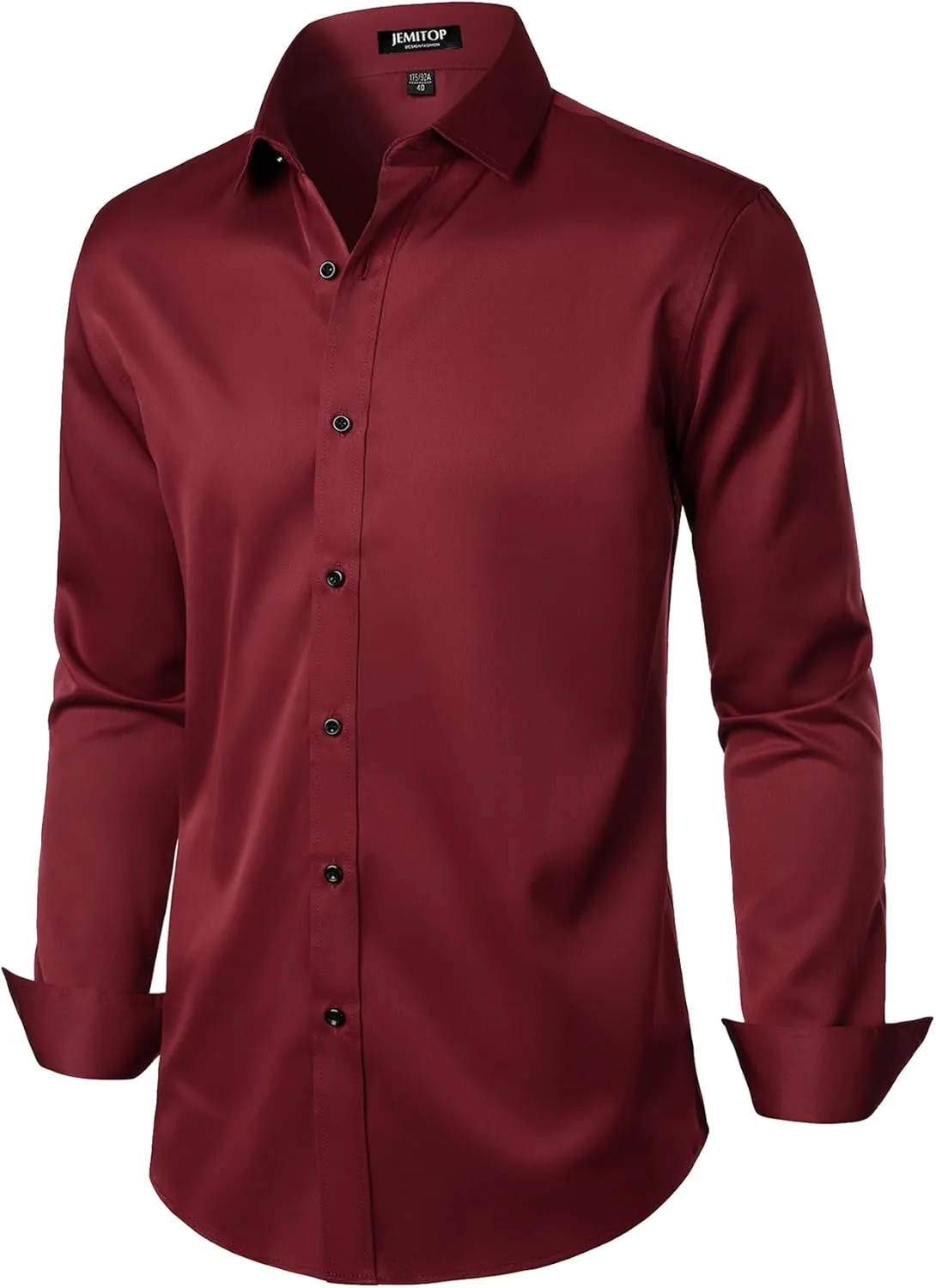 Men's Stretch Wrinkle Free Dress Shirts Formal Wedding Prom Long Sleeve Slim Fit Button Down Shirt