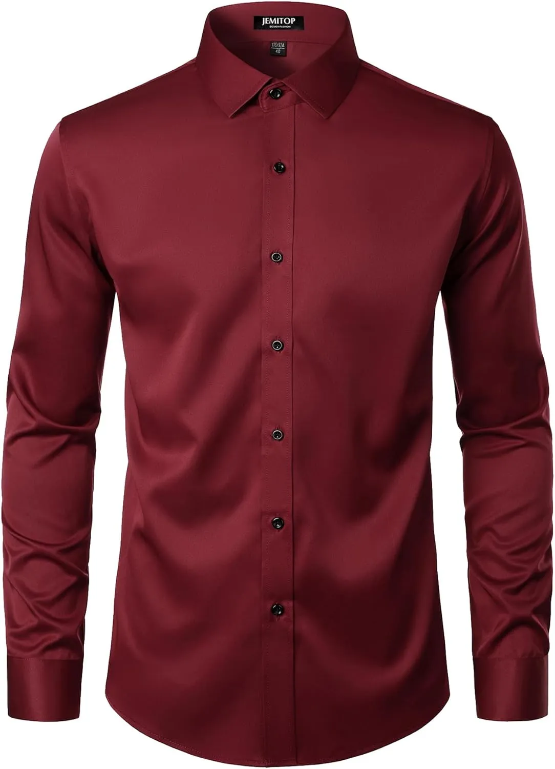 Men's Stretch Wrinkle Free Dress Shirts Formal Wedding Prom Long Sleeve Slim Fit Button Down Shirt