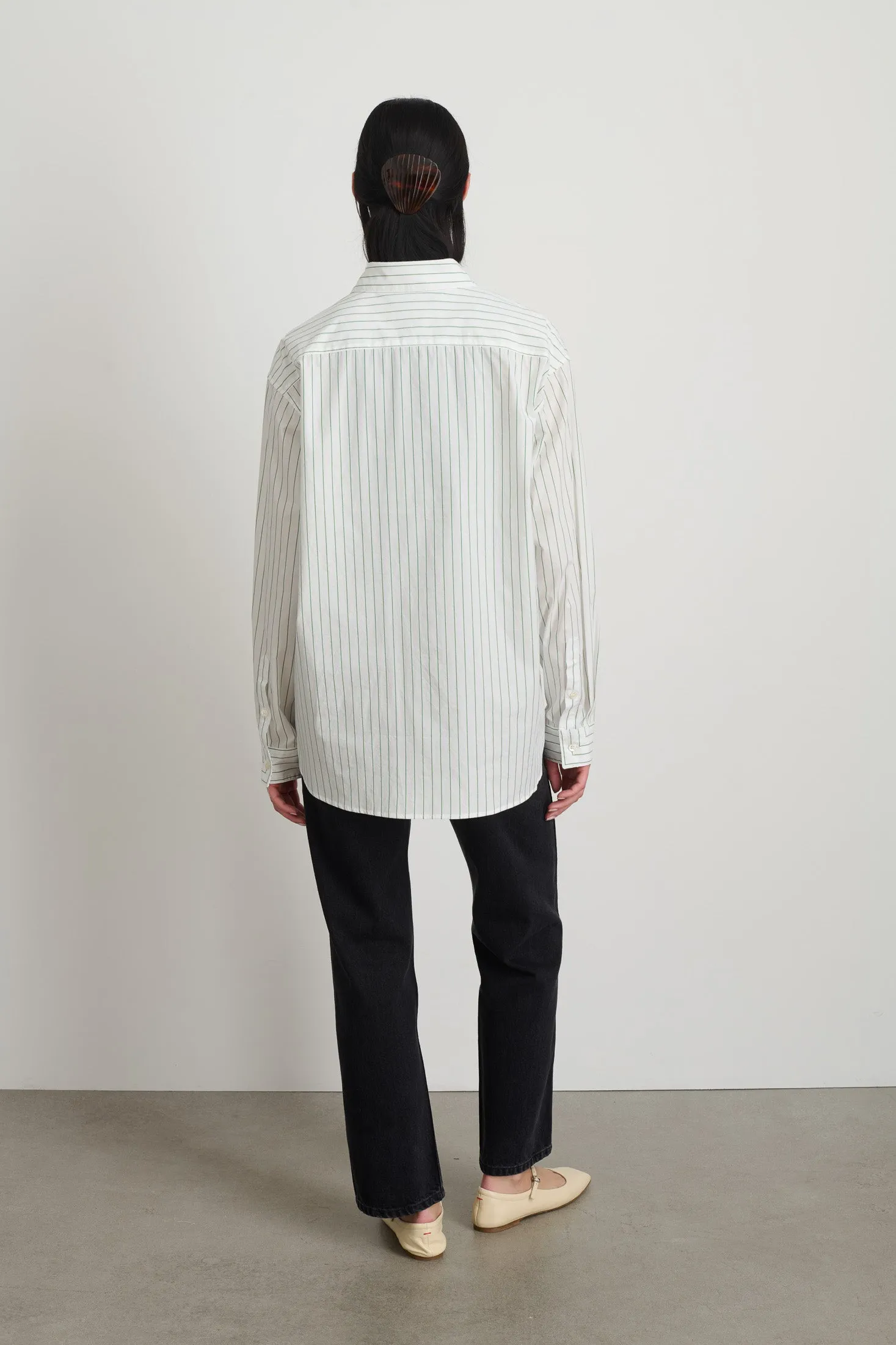 Nolan Shirt Green White Yarn Dye Stripe