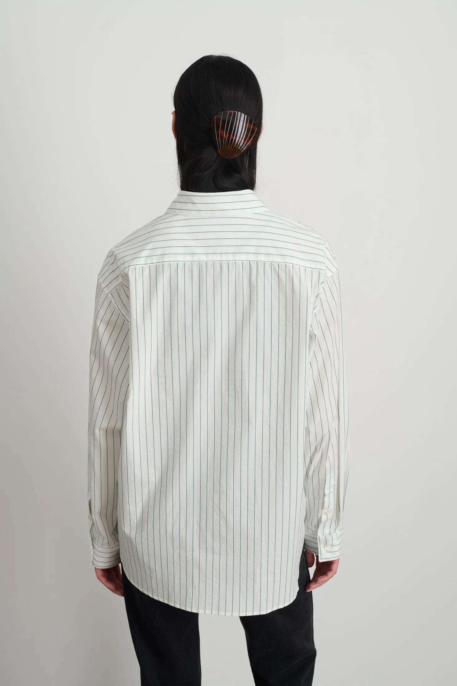 Nolan Shirt Green White Yarn Dye Stripe