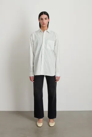 Nolan Shirt Green White Yarn Dye Stripe