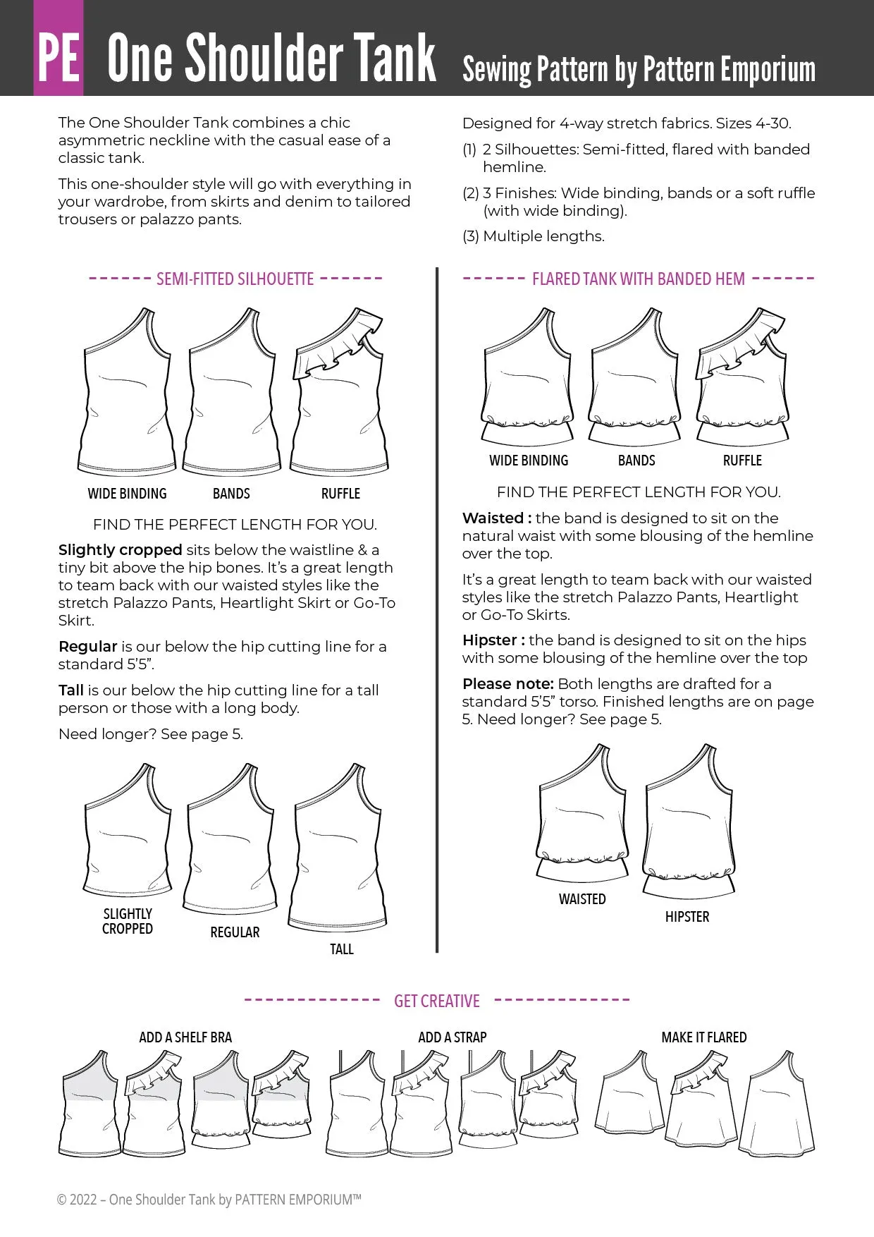 One Shoulder Tank | Stretch Sewing Pattern
