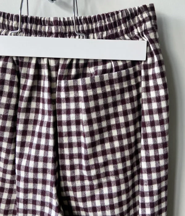 PHEENY/COTTON RAYON CHECK FLANNEL GATHERED PANTS(BURGUNDY)