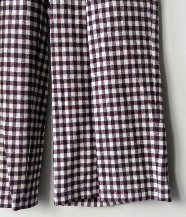 PHEENY/COTTON RAYON CHECK FLANNEL GATHERED PANTS(BURGUNDY)