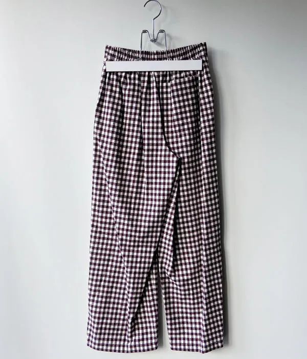 PHEENY/COTTON RAYON CHECK FLANNEL GATHERED PANTS(BURGUNDY)