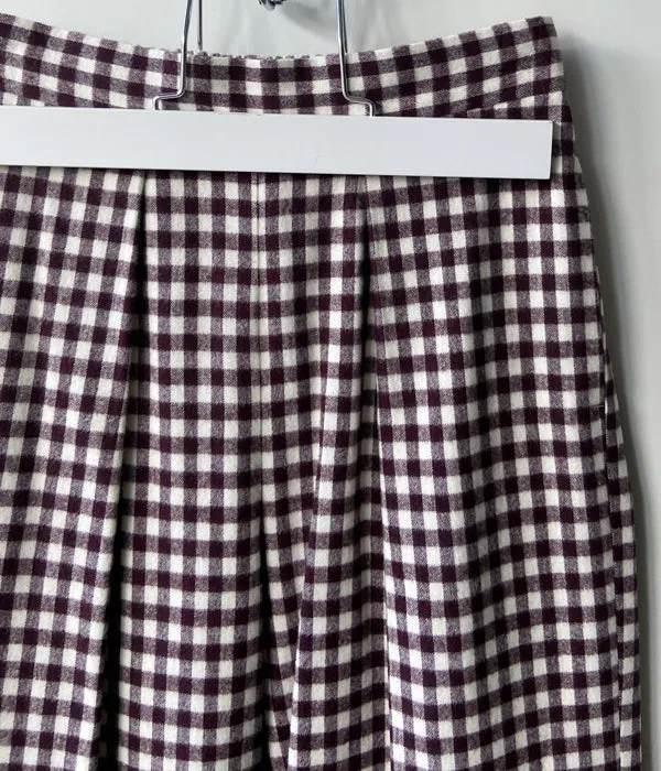 PHEENY/COTTON RAYON CHECK FLANNEL GATHERED PANTS(BURGUNDY)