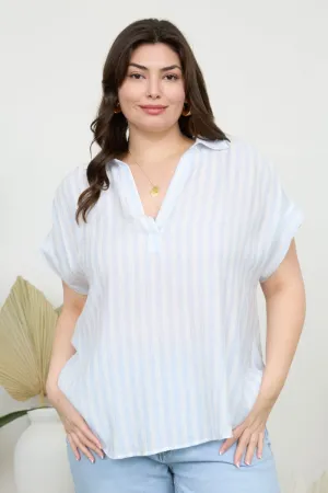 Plus Striped Collared Shirt