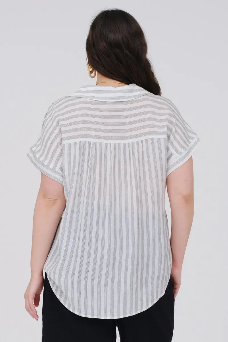 Plus Striped Collared Shirt