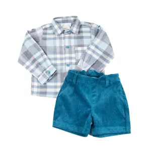Teal Flannel Shirt Set