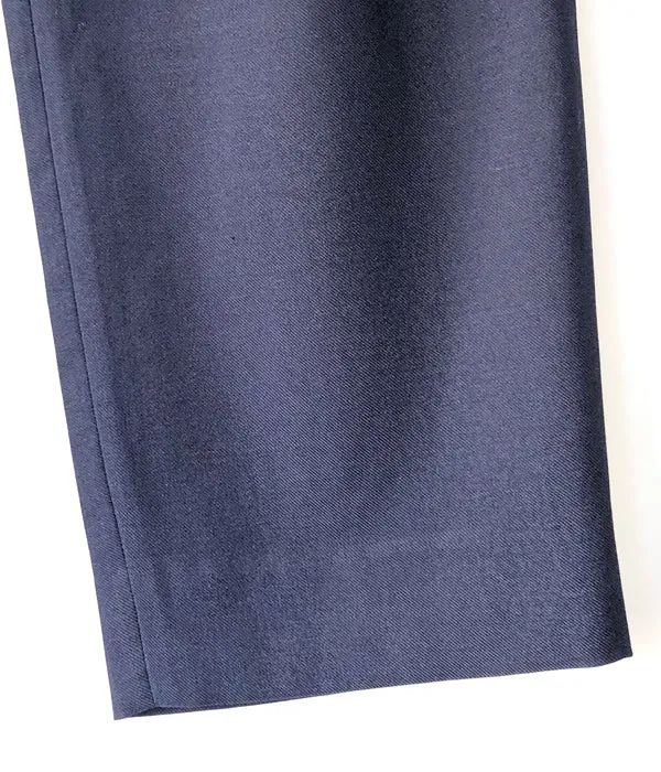 WELCOME-RAIN/TWILL SERGE 2 TUCK TROUSER (NAVY)