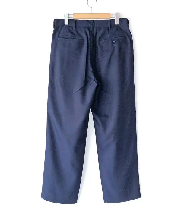 WELCOME-RAIN/TWILL SERGE 2 TUCK TROUSER (NAVY)