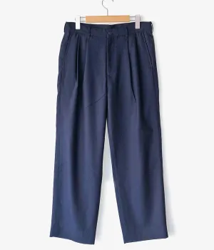 WELCOME-RAIN/TWILL SERGE 2 TUCK TROUSER (NAVY)