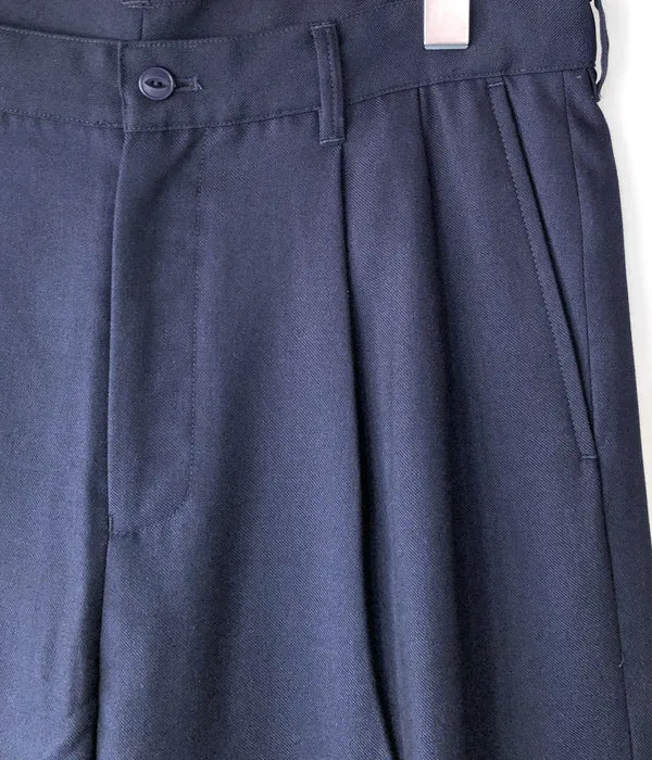 WELCOME-RAIN/TWILL SERGE 2 TUCK TROUSER (NAVY)