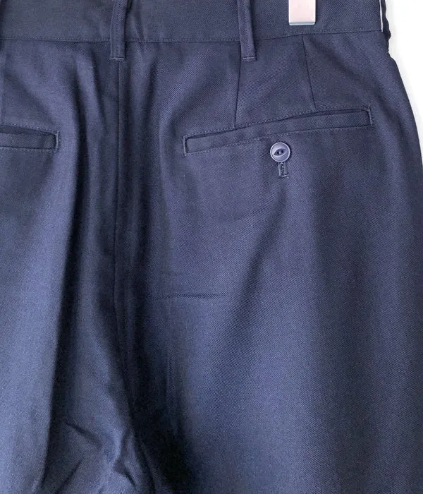 WELCOME-RAIN/TWILL SERGE 2 TUCK TROUSER (NAVY)