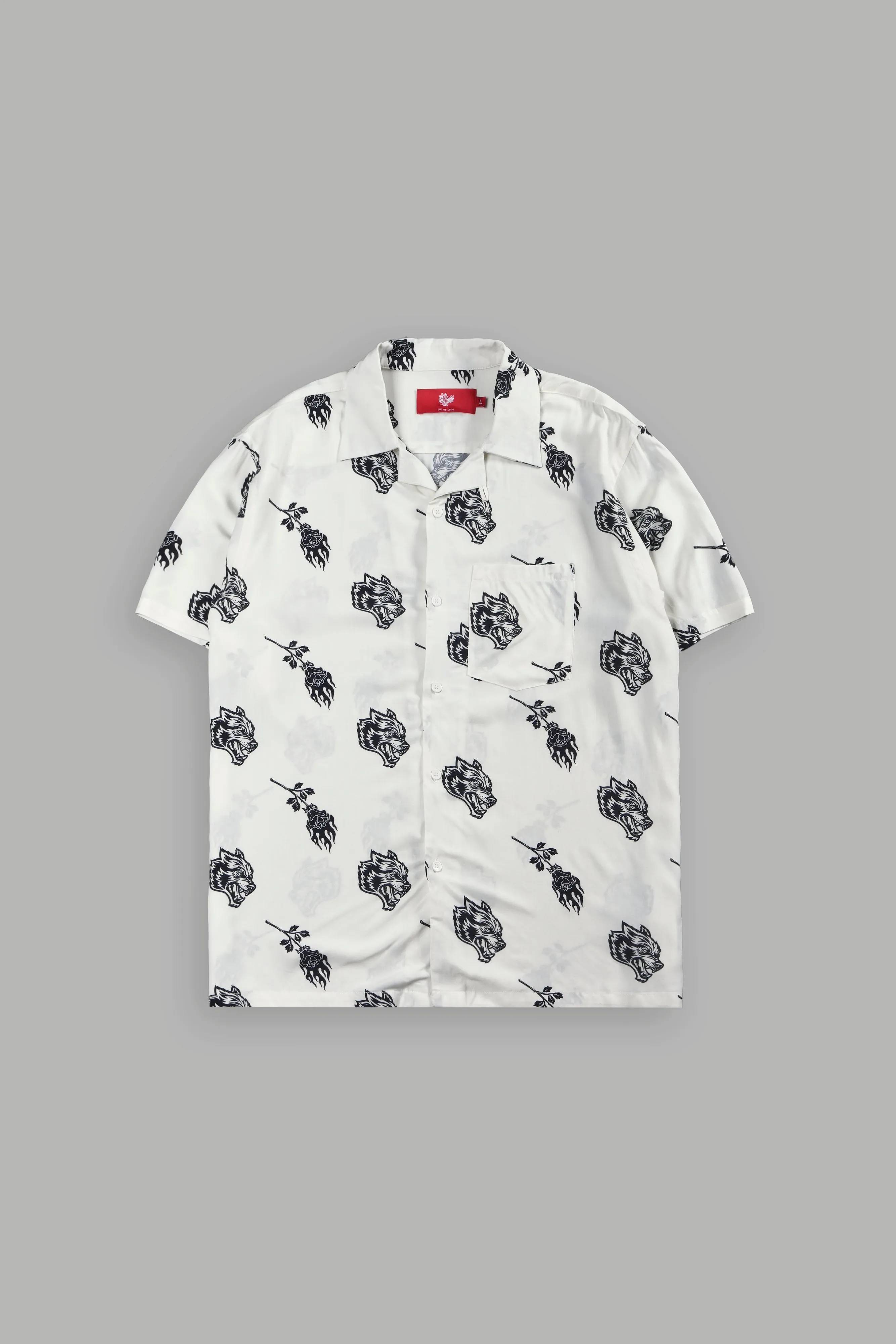 Wolves Among Roses Ace Button Up Shirt in Cream