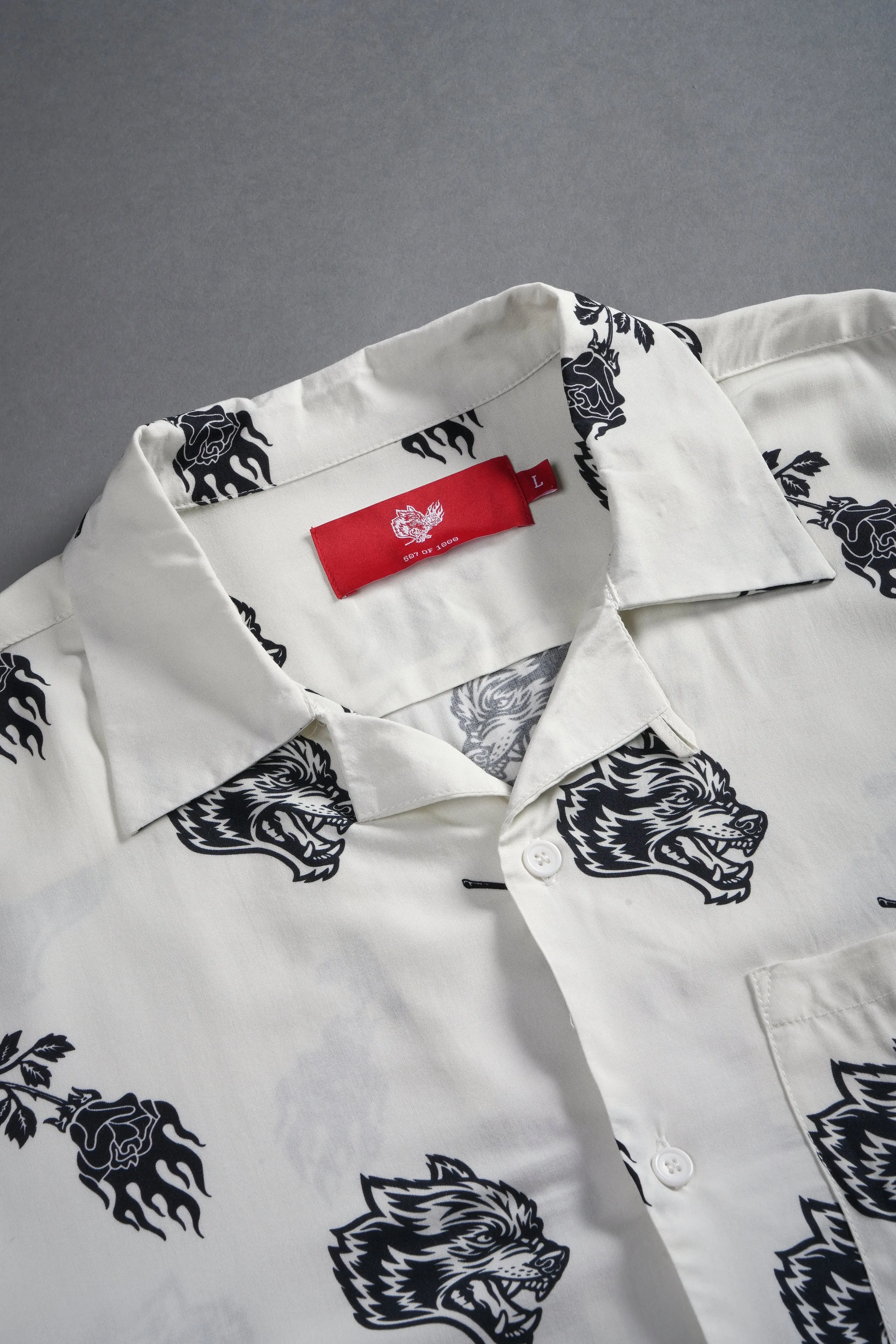 Wolves Among Roses Ace Button Up Shirt in Cream
