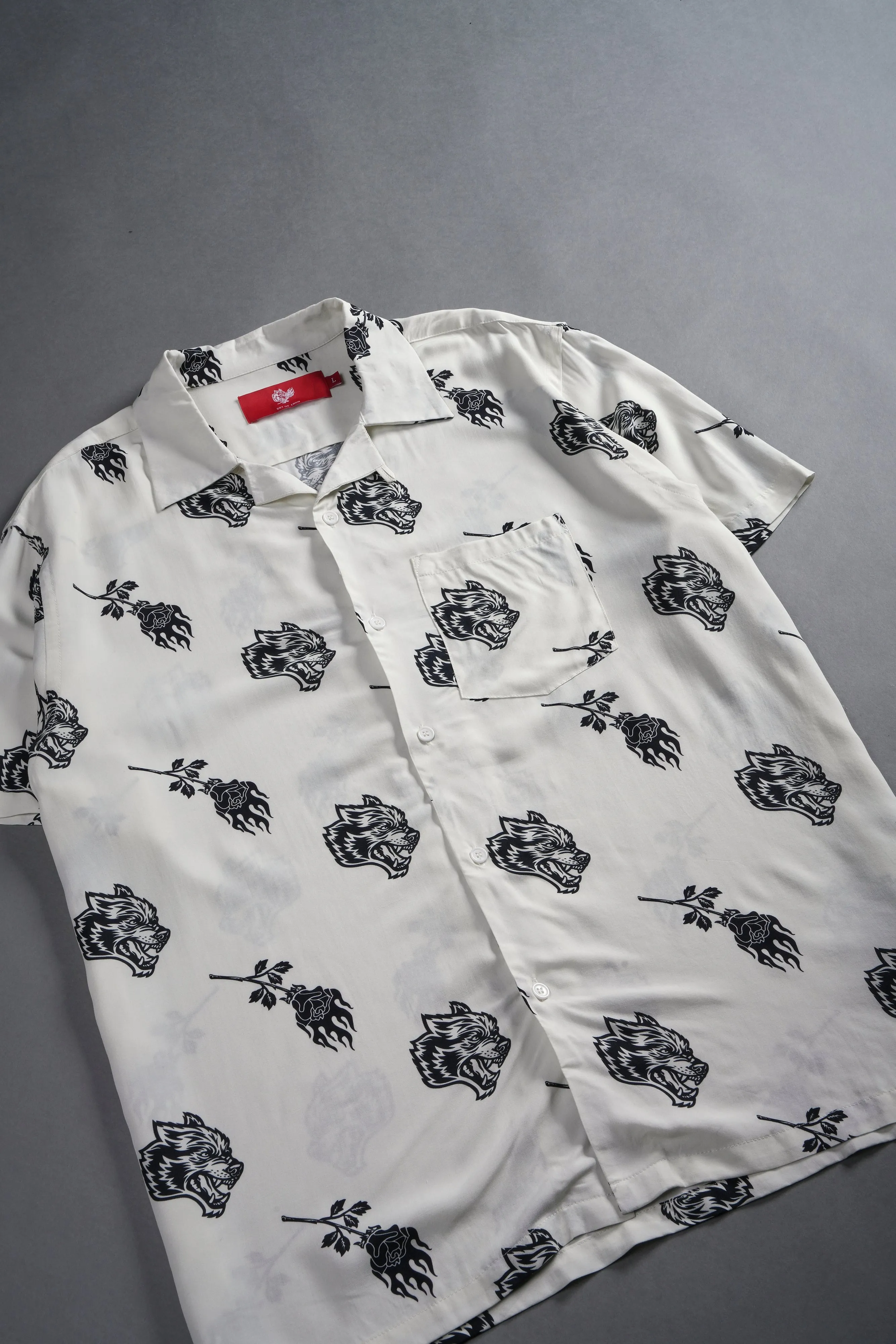 Wolves Among Roses Ace Button Up Shirt in Cream