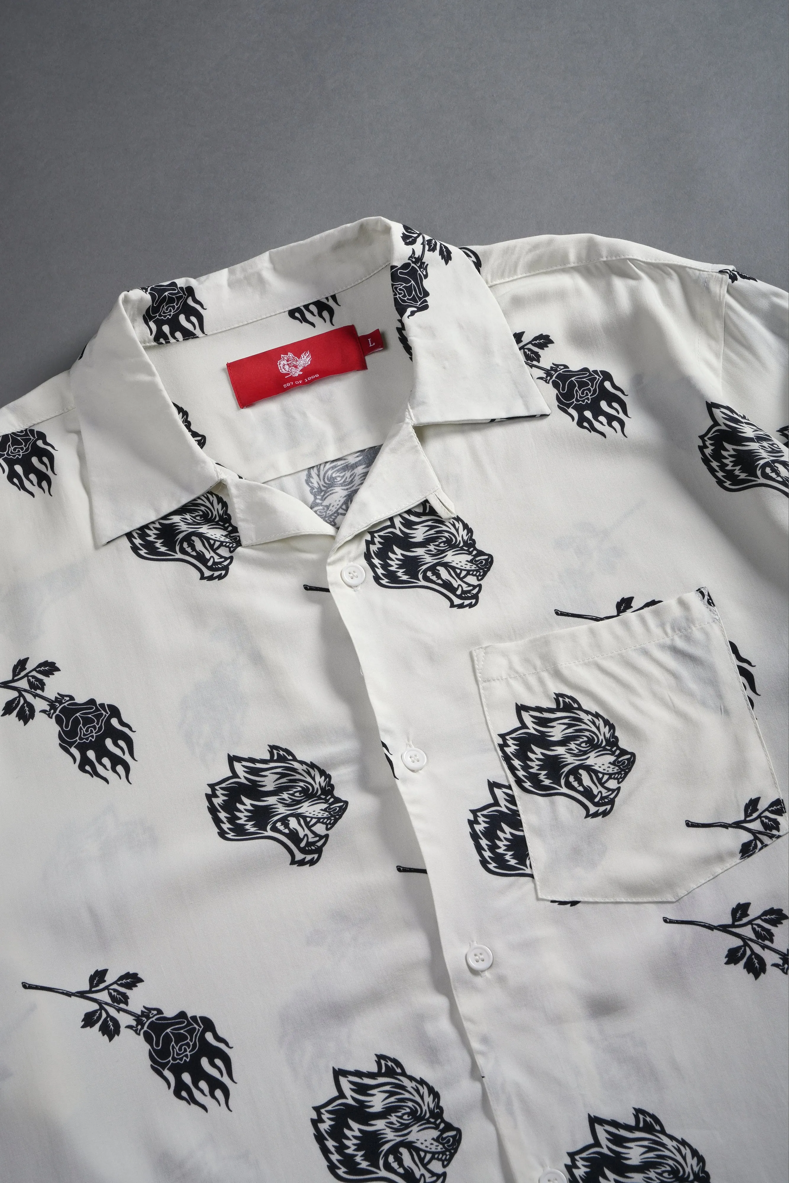 Wolves Among Roses Ace Button Up Shirt in Cream