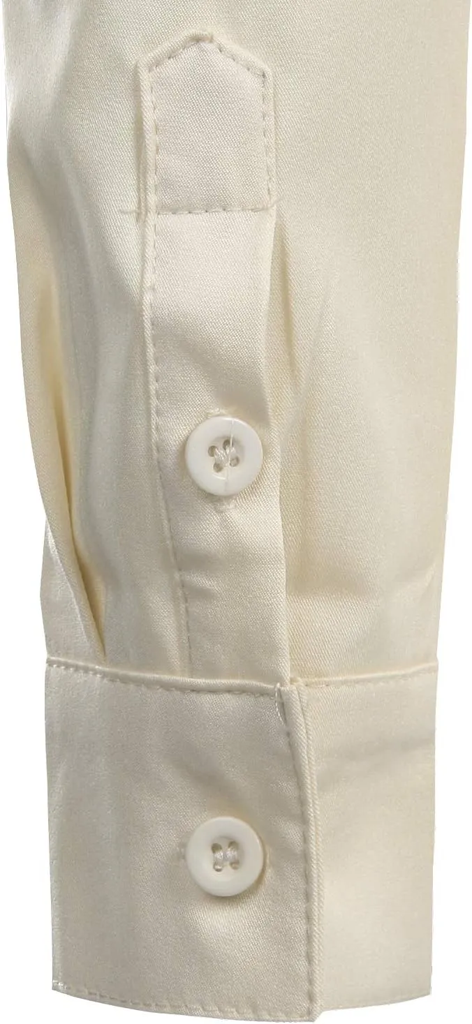 ZEROYAA Men's Banded Collar Slim Fit Long Sleeve Casual Button Down Dress Shirts with Pocket